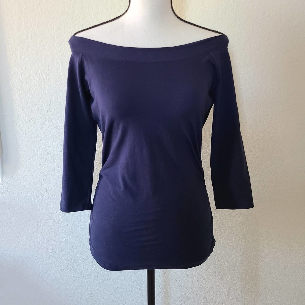 New York and Company Off Shoulder Top Navy Small